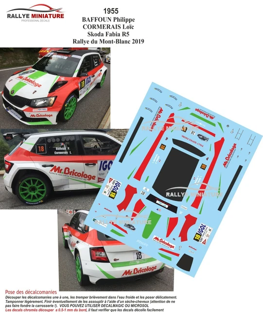 DECALS 1/18 REF 2644 SKODA FABIA MAUFFREY RALLYE LE TOUQUET 2023 RALLY