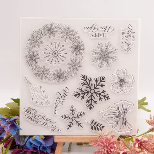 Round Snowflake Silicone Clear Stamp Scrapbooking Embossing Card Album Craft
