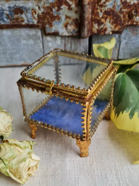 Ancienne Boite A Bijoux Verre Et Dore Napoleon Iii