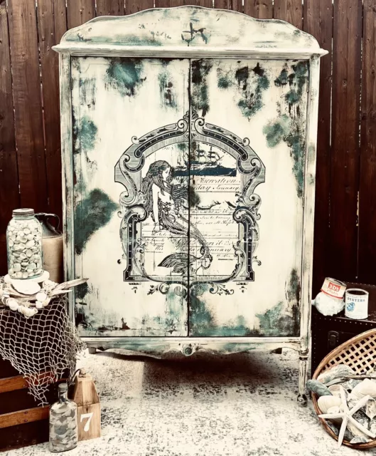 Vintage Wardrobe, Coastal Themed Wardrobe Dresser , beach house furniture