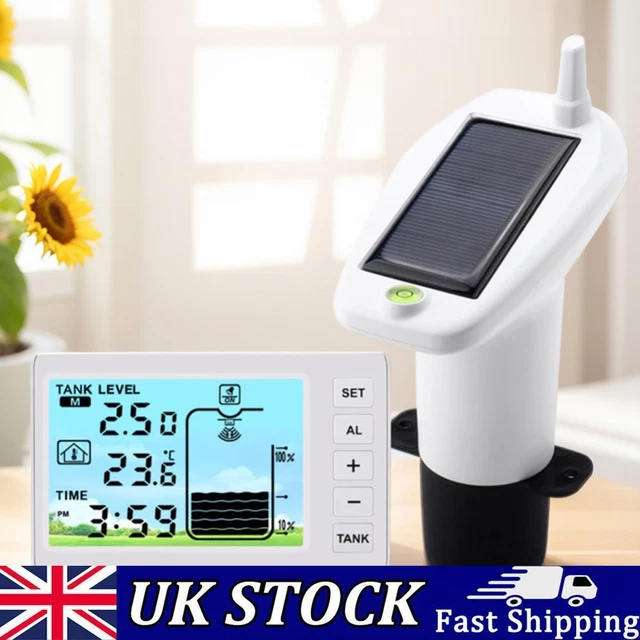 ULTRASONIC WATER TANK Liquid Depth Level Meter Temperature Sensor Time ...