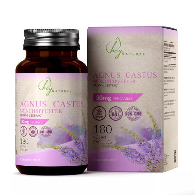 Vitex Agnus Castus | 180 Capsulas de Sauzgatillo de 30mg para la Menopausia