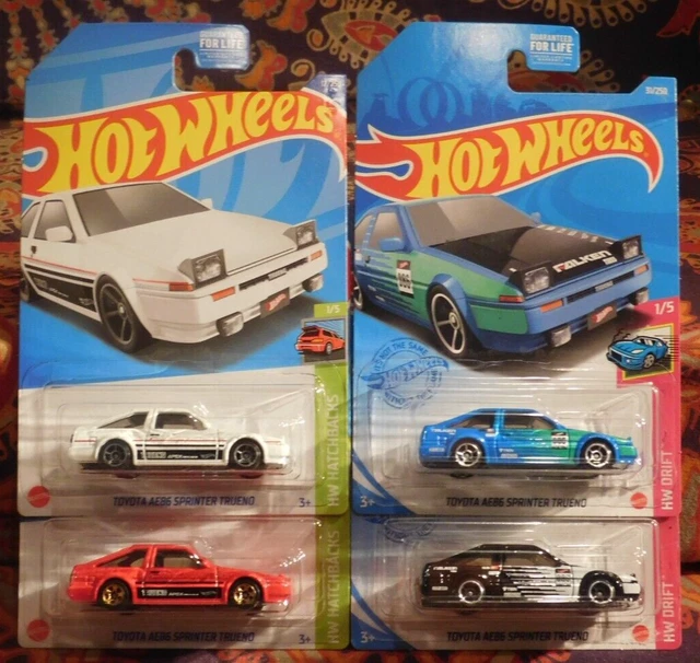 4 HOT WHEELS TOYOTA AE86 SPRINTER TRUENO 2021 Blue & Black & '22 White ...