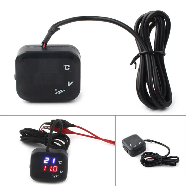 Misuratore Temperatura Aria Moto LED Voltmetro Tensione Termometro Misuratore USB