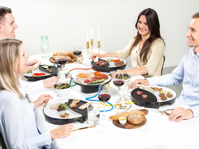 Teppanyaki rund für 2 - 4 Personen, Japanischer Elektrogrill Tischgrill Camping