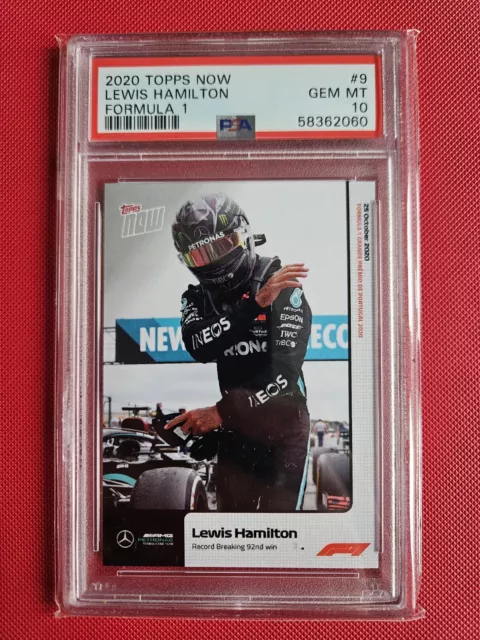 PSA 10 Lewis Hamilton 2020 Topps Now F1 Formula 1 #9 Record 92nd Win