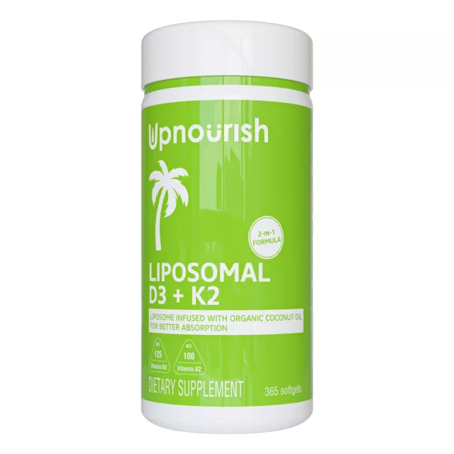 (EXP 05/2024) UpNourish Liposomal Vitamin D3 K2 MK7 365 Softgels