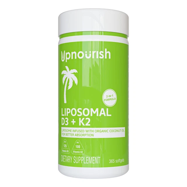(EXP 05/2024) UpNourish Liposomal Vitamin D3 K2 MK7 365 Softgels