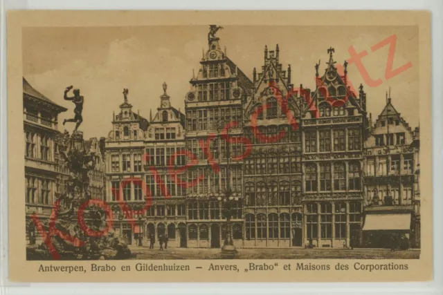 Alte Ansichtskarte Belgien, postalisch ungelaufen, Brabobrunnen von Antwerpen