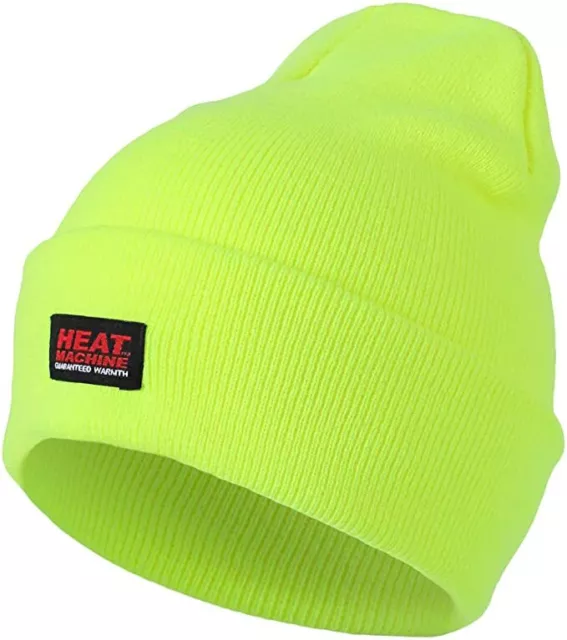 Heat Machine Hi Vis Thermal Beanie Hat Winter Thermal Thinsulate Reflective Neon