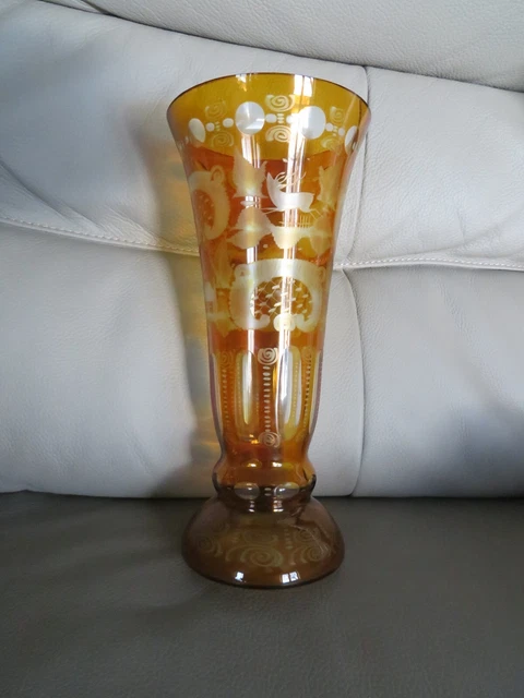 Vase En Verre Soufflé - Hauteur 32 Cm - Décoratif - Occasion Bon état