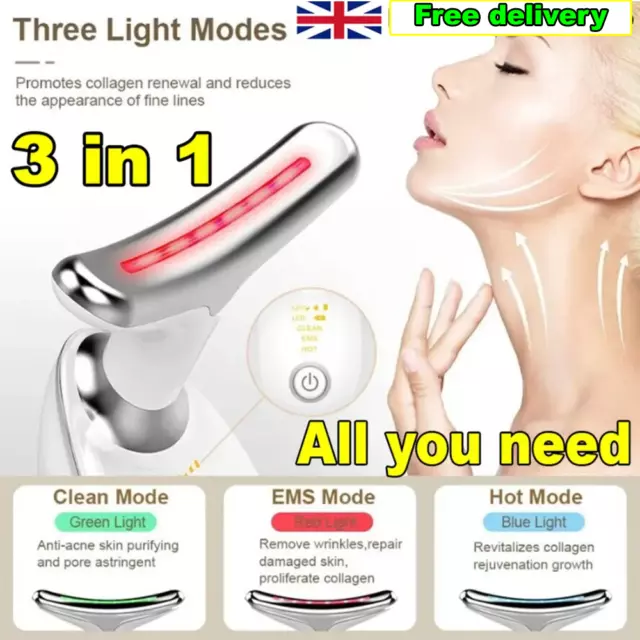 Neck Face Lifting Massager Skin Tighten Device LED and Anti Wrinkle Double Chin