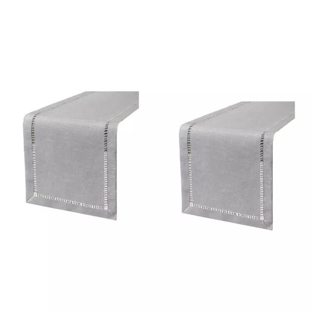 2X Bufandas de Tocador Camino de Mesa de Comedor Cosidas Una Mano, (Gris Cl3391