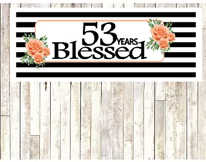 Number 53- 53rd Birthday Anniversary Party Blessed Years Wall Decoration Banner