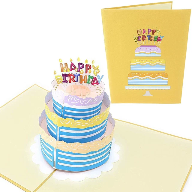 Carta Di Compleanno 3D Con Musica E Luci - Pop-up Torta E Candele Soffiabili - Regalo Per Donna, Uomo, Bambini