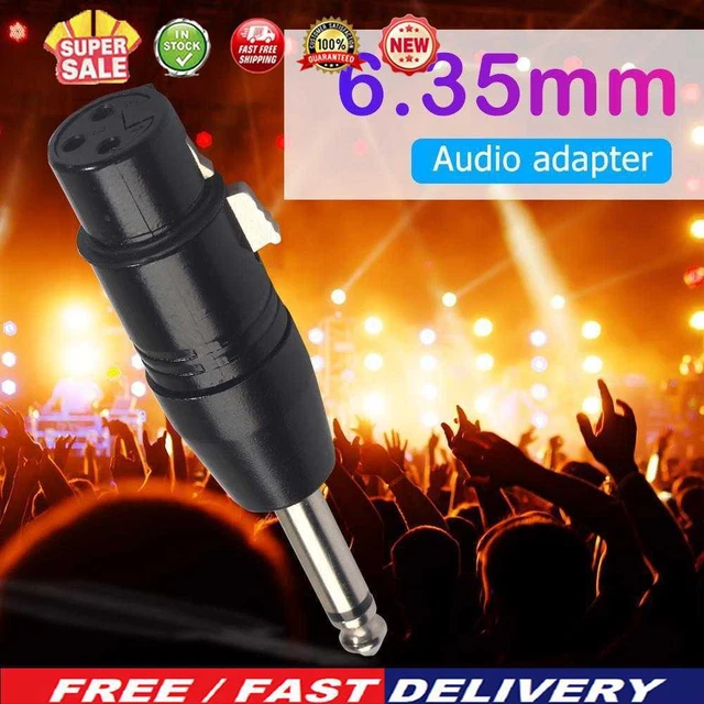 3Pin XLR Female to 1/4 inch 6.35mm Male Plug Mono Microphone Adapter Connector