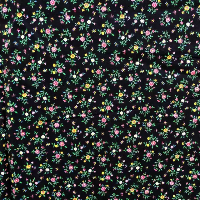 Black Calico Fabric Pink Flowers Micro Print Cotton Cranston Printworks 2.5 READ