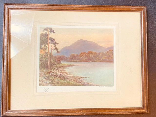 "Corniciato catrina foro sera stampa pagina Trossachs Scozia cornice in legno 12' x 17"