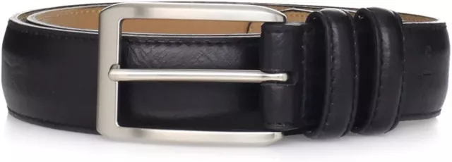 Dockers Men's 1.25 in (32MM) Wide Feather Edge Leather Dress Belt Black