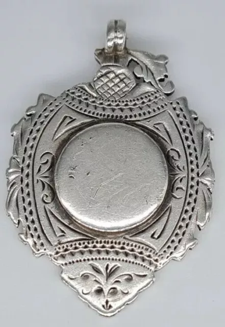 Fine large antique Victorian Silver blank cartouche hallmarked fob Pendant