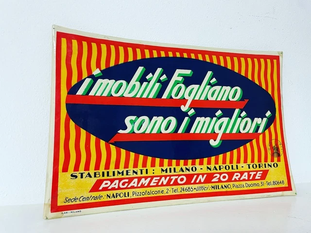 Antigua Insignia Mesa Años 30 Publicidad Muebles Fogliano Vintage