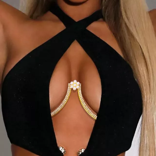 collier de poitrine  bijoux Soutien Gorge pendentif fleur femme tendance 2022