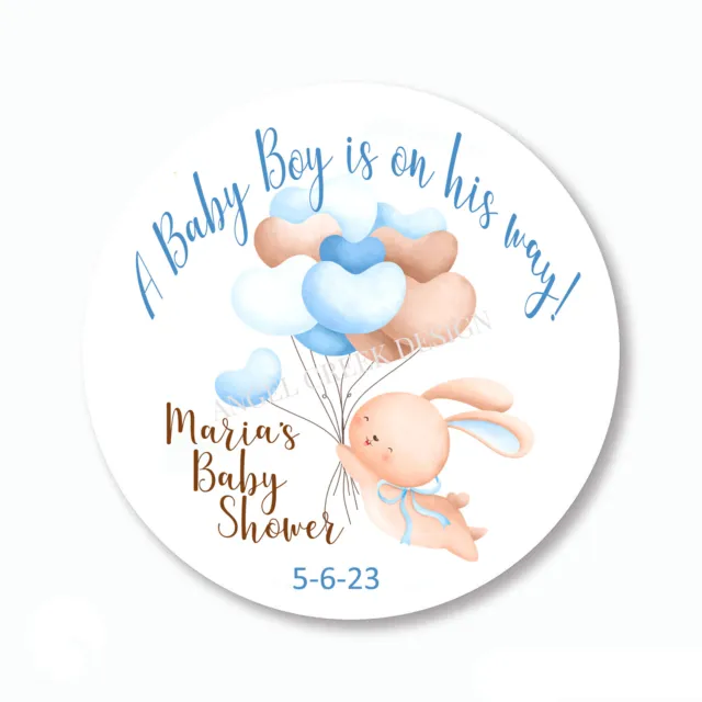 Baby Boy Bunny Baby Shower Favors Tags New Baby Shower Labels Stickers 4 Sizes
