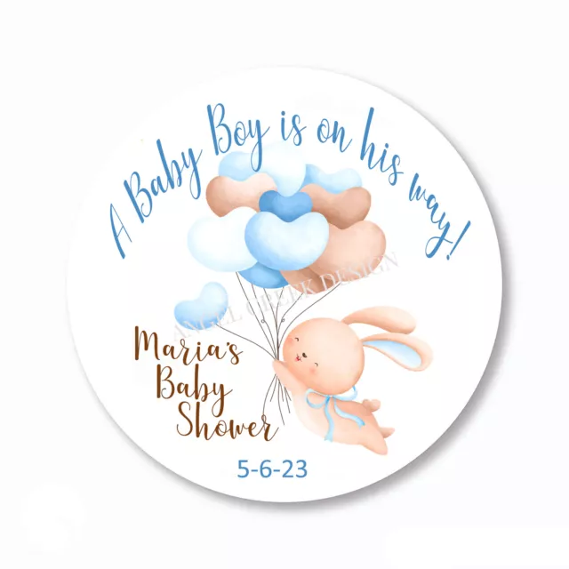 Baby Boy Bunny Baby Shower Favors Tags New Baby Shower Labels Stickers 4 Sizes