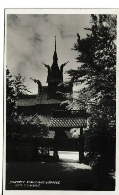 Bergen, Norway - Fantoft Stavkirke B&W  Postcard