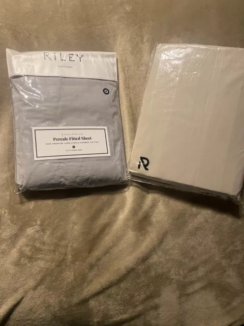 RiLEY Percale 100% Cotton Fitted Sheet Size FULL Various Colors