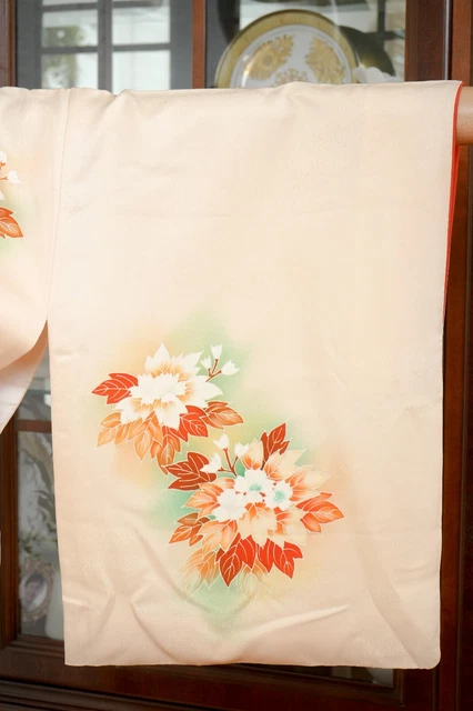 Dear Vanilla Japanese Silk Kimono Women's Robe Gown Authentic Japan Vintage Mint 5
