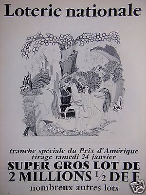 Publicité 1969 Tirage Loterie Nationale Prix D'amerique Gros Lot- Advertising
