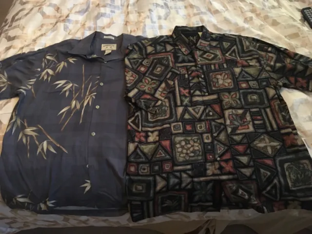 2 Bamboo Cay Button Down Hawaiian Shirts,  Size Large, Great Cond.