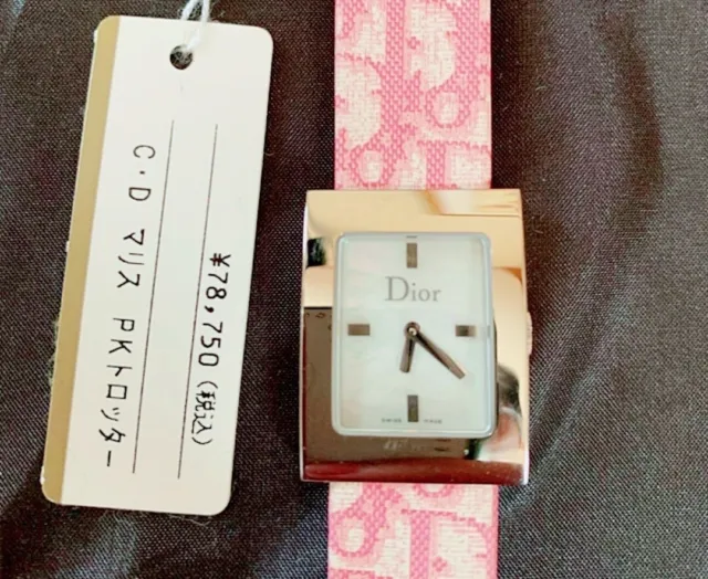 Christian Dior Womens Watch Maris Pink Trotter Belt White Shell Dial NEW Unused