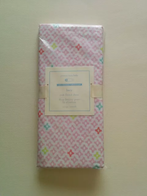 NIP Pottery Barn Baby LUCY CRIB FITTED SHEET pink multi colors