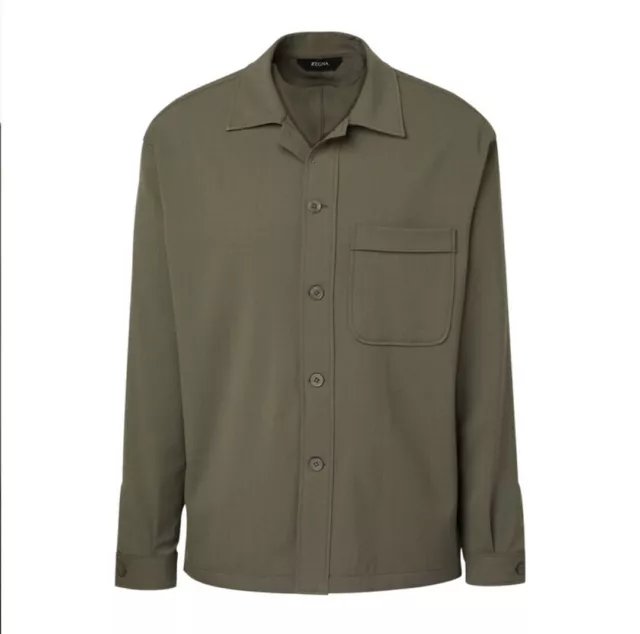 Zegna Men Tech gabardine overshirt jacket - green