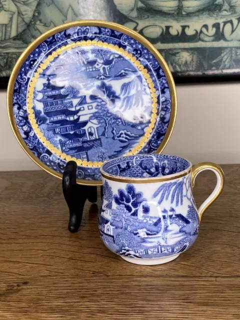 Antique Sandbach & Co Blue Willow Tea Cup & Saucer  3588