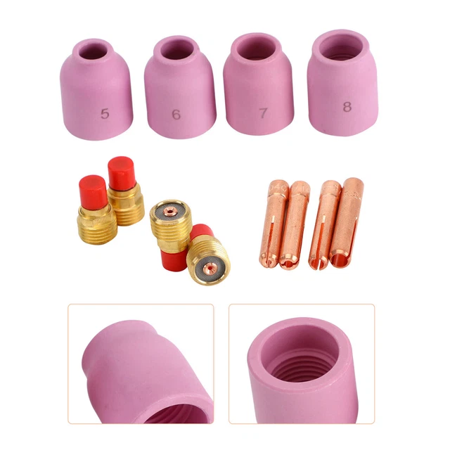 Tig Welding Gas Lens Kit For 9 And 20 Torches With Collets 12Pcs S7