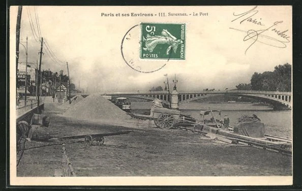 CPA Suresnes, Le Port, pont et le port 1908