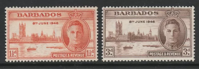 Barbados 1946 Victory set SG 262-263 Mnh.