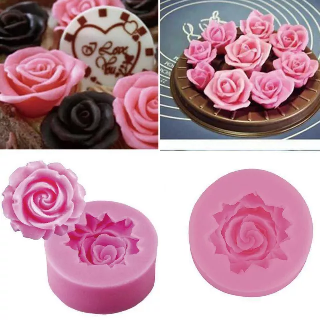 3D Rose Flower Silicone Fondant Cake Mold Chocolate Candy Baking Mould Soap.Tool