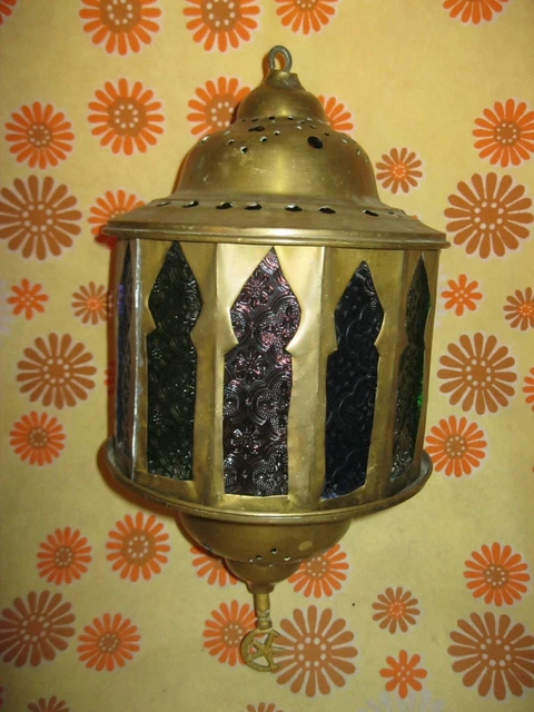 Grande Lanterne / Lampe Orientale Ancienne – Cuivre Et Laiton – Occasion