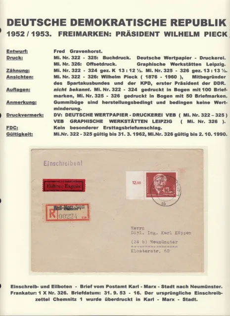 GDR 1952, Mich No 326 Ef Used Karl-Mark City - Neumünster