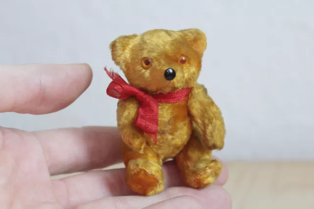 Vintage Miniature Tiny Jointed Golden Mohair Bear 8cm steiff schuco