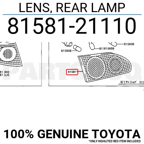 8158121110 Genuine Toyota LENS, REAR LAMP 81581-21110 OEM