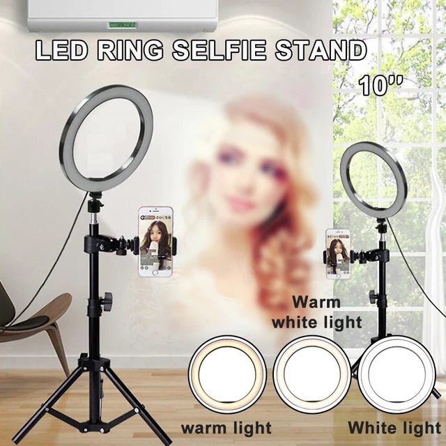 10" USB Dimmable LED Ring Light Mini Tripod Stand Selfie Circle Lamp Make Up FD