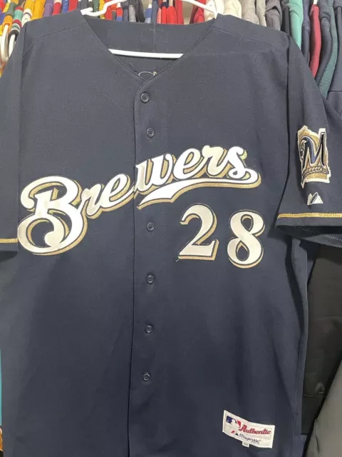 Authentic Majestic 48 XL JONATHAN LUCROY MILWAUKEE BREWERS COOL BASE Jersey  