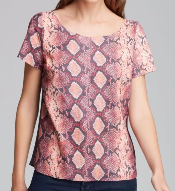 NWT PJK PATTERSON J. KINCAID SzM LEATHER HUNTER TEE SNAKESKIN PRINT PINK