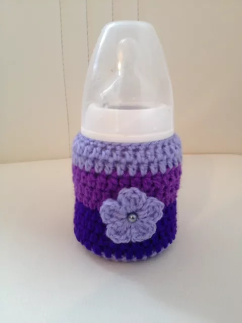 hand crochet 3D FLOWER baby bottle cover tommee tippee  dr brown MAM Nuk