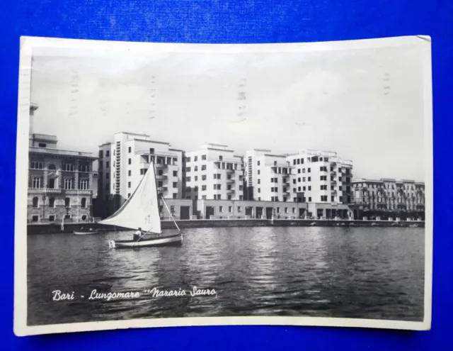 🔵 Cartolina Bari Lungomare Nazario Sauro Palazzi Architettura Fascismo 1947 🤣